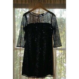 Ann Taylor Women's Sequined Black Cocktail Dress Size 4-6 Holiday Wedding